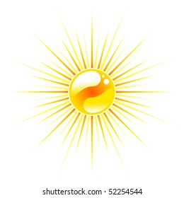 Yellow and orange shiny sun