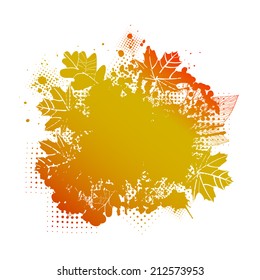 yellow orange silhouette frame with autumn leaves.