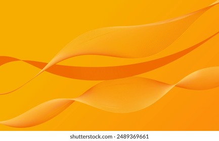 líneas lisas anaranjadas amarillas ondean curvas sobre fondo abstracto de gradiente suave