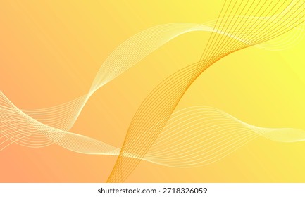 Amarillo Naranja Líneas suaves Curvas de onda Gradiente suave Fondo abstracto