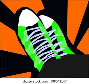 yellow and orange sneakers mosaic vector