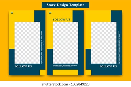 Yellow orange social media Instagram story template with casual sporty and formal style mixed frame template for promotion and personal