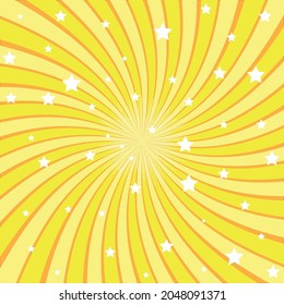 Yellow orange Spiral Loop On White Color Star Patterns Twist Background Vector Textile Fabric Decorative Backdrop
