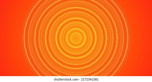 Yellow And Orange Spotted Centered Concentric Circles, Abstract Background Texture in Editable Vector Format