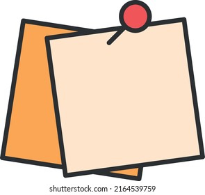  Yellow, orange sticker attached red button, ready for your message. Vector illustration. Isolated on white background. Front view. View from above. Close.