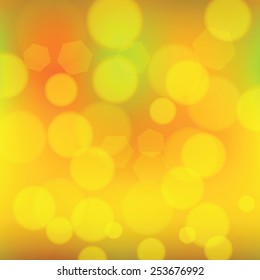 Yellow orange summer sun background. Blurred yellow orange lights. Background with space for your message. Useful for your design.