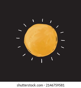yellow or orange sun icon isolated flat vector illustration on black background art editable 