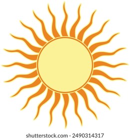 Yellow and orange sun vector illustration clipart on white background