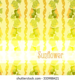 Yellow orange sunflower border pattern background with light yellow text place