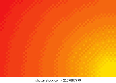 Yellow and orange sunshine sky pixel art. Vector illustration.