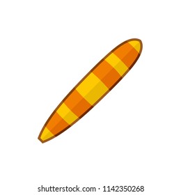 Yellow orange surfboard icon. Flat illustration of yellow orange surfboard vector icon for web isolated on white