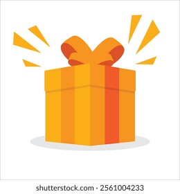 Yellow orange surprise gift box with ribbon for birthday gift celebration concept stock illustration