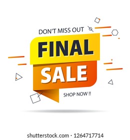 Yellow Orange Tag Final Sale Promotion Website Banner Heading Design On Graphic White Background Vector For Banner Or Poster. Sale And Discounts Concept.