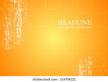 Yellow Orange Tech Geometric Background. Vector Illustration Template Design