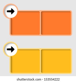 yellow and orange text frame with arrow