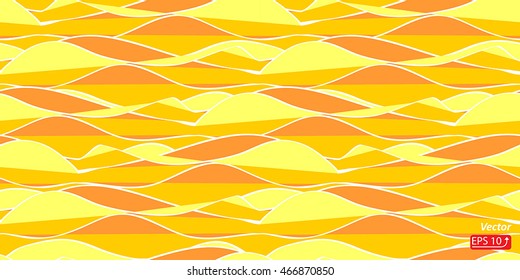 yellow orange texture of sand beach seamless wave pattern Desert background template flat design vector illustration