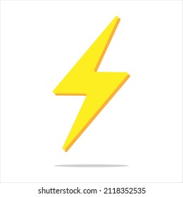 Yellow Orange Thunder And Bolt Lighting Flash. Vector Icon. Cartoon Minimal Style