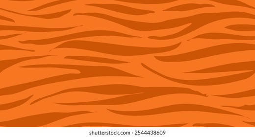 Yellow Orange Tiger Pattern Design. Drawing Safari Texture Print. Abstract Animal Seamless Pattern Background.