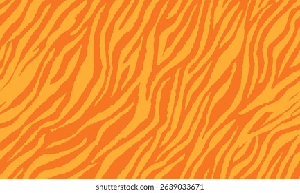 Yellow Orange Tiger Pattern Design. Drawing Safari Texture Print. Abstract Animal Seamless Pattern Background.