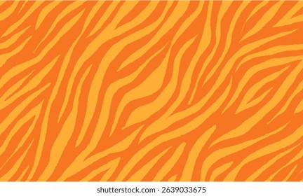 Yellow Orange Tiger Pattern Design. Drawing Safari Texture Print. Abstract Animal Seamless Pattern Background.