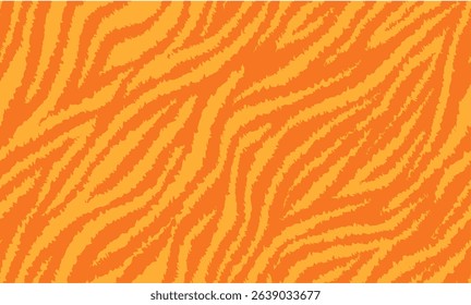 Yellow Orange Tiger Pattern Design. Drawing Safari Texture Print. Abstract Animal Seamless Pattern Background.