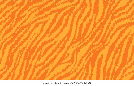 Yellow Orange Tiger Pattern Design. Drawing Safari Texture Print. Abstract Animal Seamless Pattern Background.
