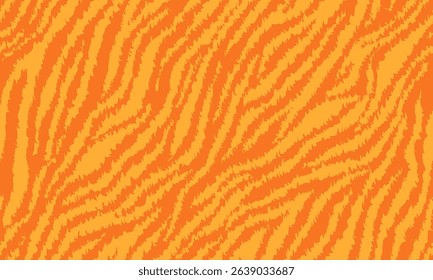 Yellow Orange Tiger Pattern Design. Drawing Safari Texture Print. Abstract Animal Seamless Pattern Background.