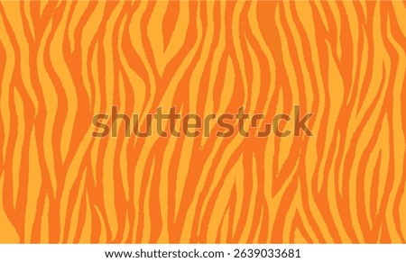 Yellow Orange Tiger Pattern Design. Drawing Safari Texture Print. Abstract Animal Seamless Pattern Background.