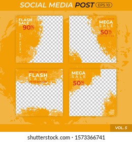 yellow and orange transparent editable social media post discount sale templates bundle set for digital marketing and internet marketing. banners social media post. vector EPS 10.