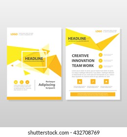 Triángulo amarillo Informe anual Vector Folleto Diseño de plantilla Folleto Volante, Diseño de portada de libro, Plantilla de presentación empresarial abstracta, Diseño de tamaño4