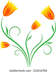 Yellow Orange Tulips, Flower Vector