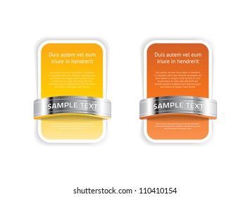 Yellow and orange vector banners / badges with metallic decorations