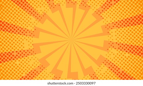 Yellow and orange vector classic vintage retro spiral rays background