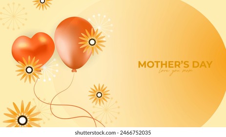 Yellow and orange vector happy mothers day with love. Happy mothers day event poster for greeting design template and mother's day celebration