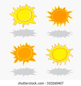 yellow and orange vector suns