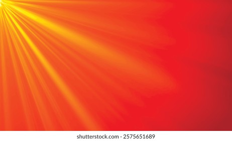 Yellow orange warm light effect, sun rays, golden beams isolated on light background. Orange spotlight on stage isolated on light background, for blending mode. Vector illustration.