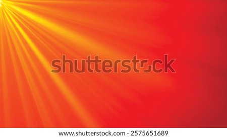 Yellow orange warm light effect, sun rays, golden beams isolated on light background. Orange spotlight on stage isolated on light background, for blending mode. Vector illustration.