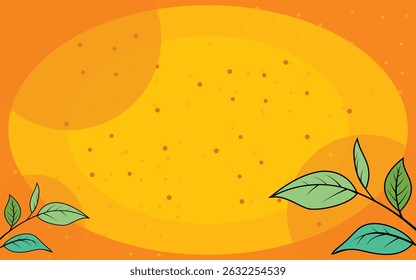 yellow and orange warm tone background with simply leaves element vector for branding design