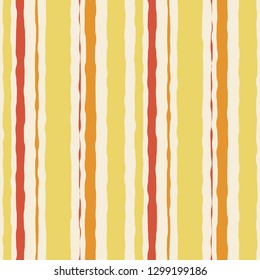 Yellow orange watercolor grunge striped seamless pattern. Vector background.