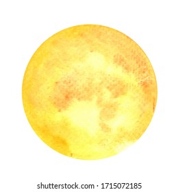 Yellow and orange watercolor hand painting in circle shape decoration for mark, banner and icon background.