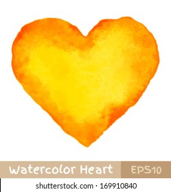 Yellow - Orange Watercolor Heart, vector illustration