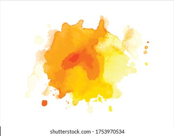yellow orange watercolor stain with color shades paint stroke background