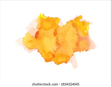 yellow orange watercolor stain with color shades paint stroke background