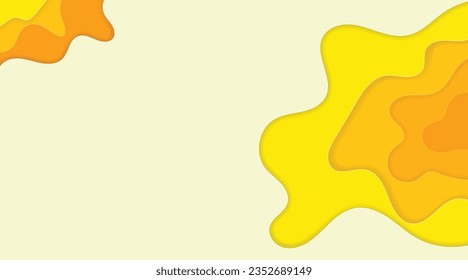yellow orange waves paper cut layer banner background. abstract paper cut layer shape vector illustration
