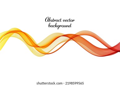 Yellow orange wavy wave lines on white background, design element
