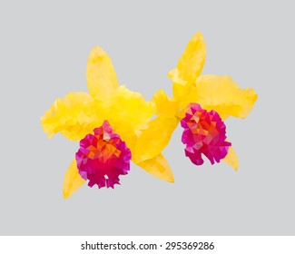 Yellow Orchid Low Polygon Vector Illustration