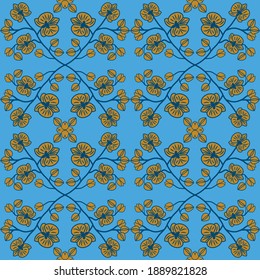 Yellow orchids. Victorian damask style
