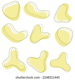 yellow organic abstract random shapes collectionof blob with outline outline for template design element or background design. Blob, black outline, simple line, aesthetic line, blob outline set vector
