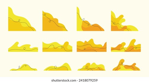 yellow organic wavy corner shape, aesthetic element decoration, graphic design