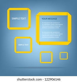 yellow origami paper speech vector background on blue background eps10 for design